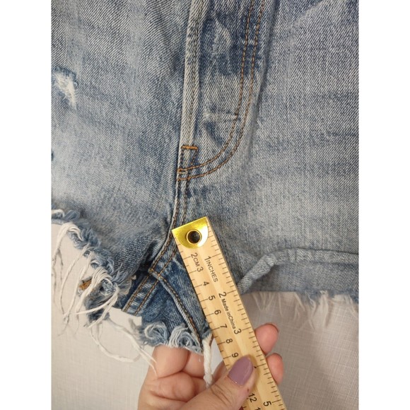 Levis Shorts Premium Denim 28 Blue Jean Cutoffs Fray High Rise - Picture 6 of 9